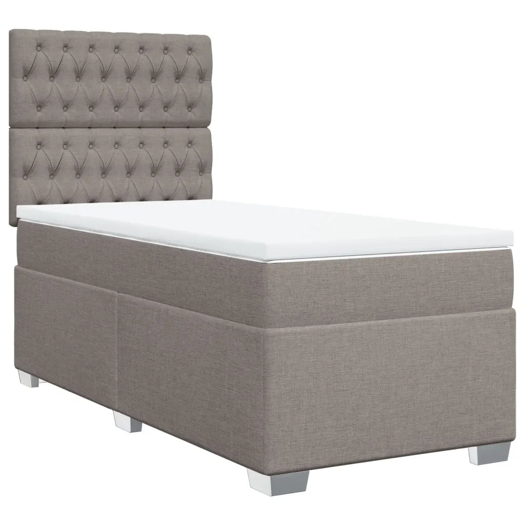 vidaXL Giroletto a Molle con Materasso Tortora 100x200 cm in Tessuto