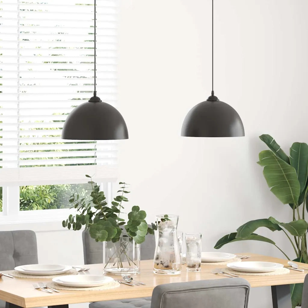 Lampada a Sospensione 2 pz Regolabile E27 Nero ? 30 cm Metallo CFW6863195