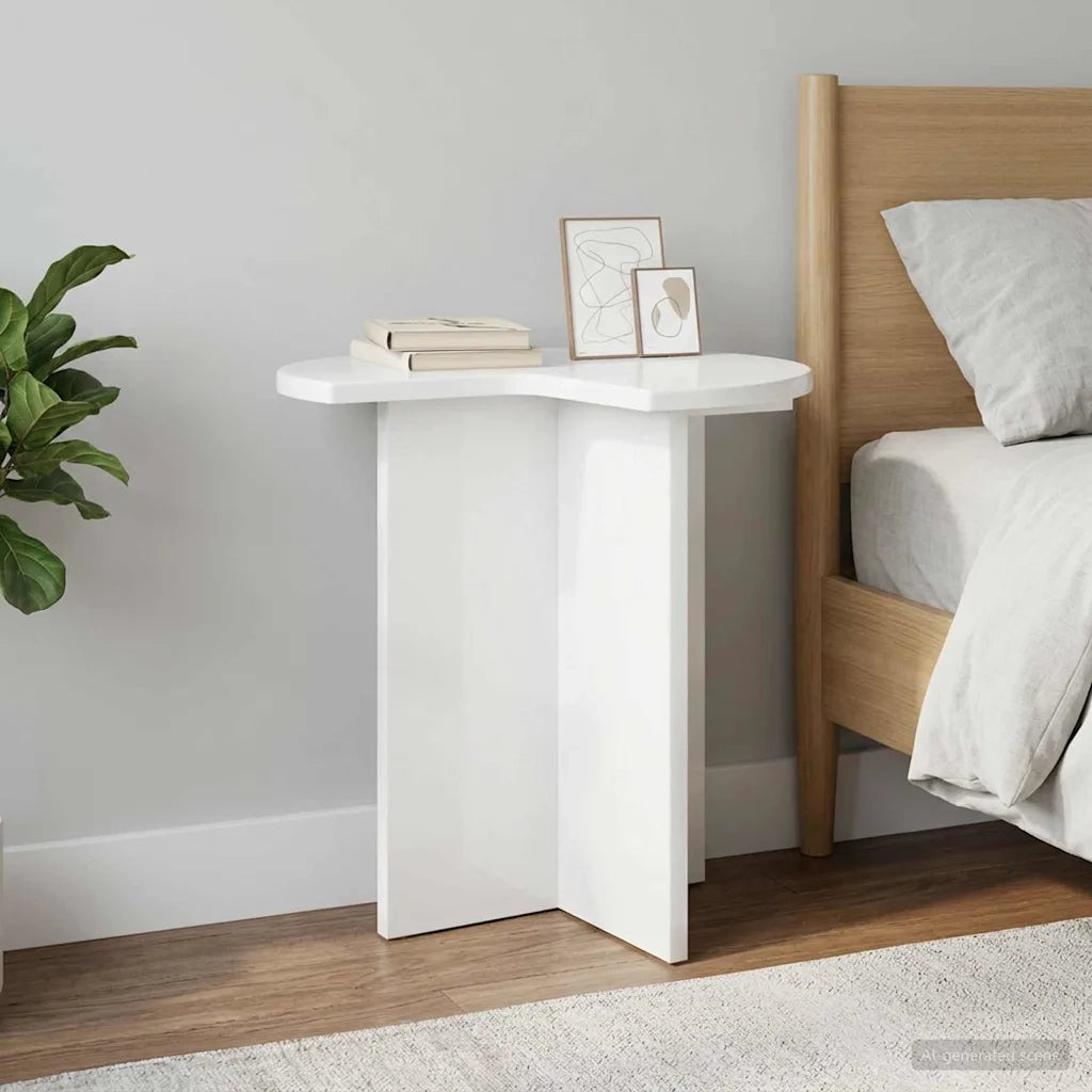 Tavolo laterale 2 pcs Bianco Lucido Ø 39 x 38 cm 8001088