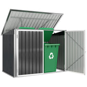 Capanno Giardino, Organizer Bidoni Spazzatura Orizzontale, Grigio Scuro