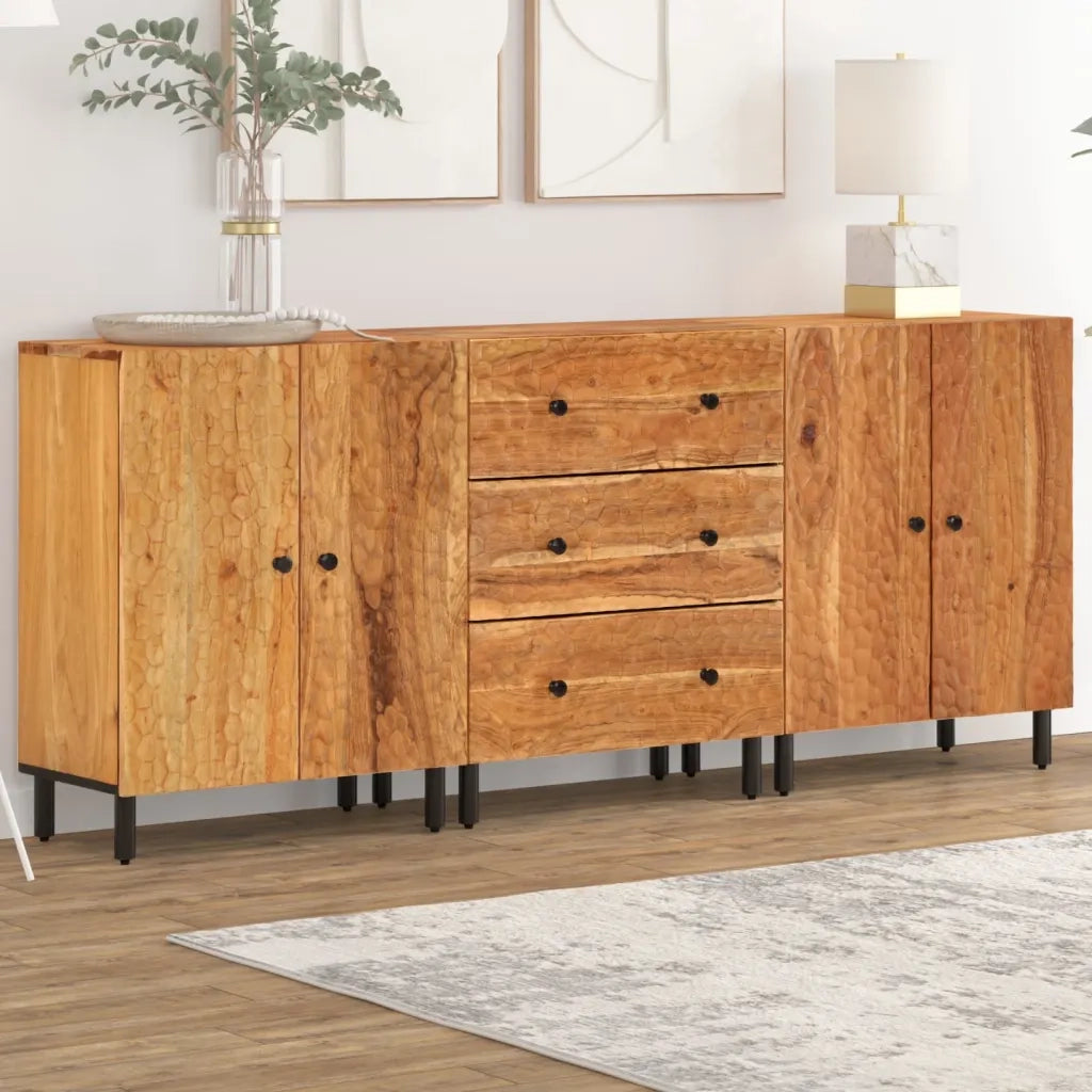 Credenze 3pz 60x33x75 cm in Legno Massello di Acacia 3206286