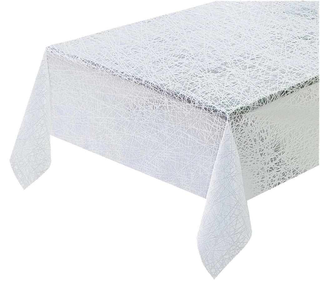 Tovaglia Plastificata 137x120 cm Ricamata Pizzo 3D Copritavolo Antimacchia Idrorepellente Dis.B