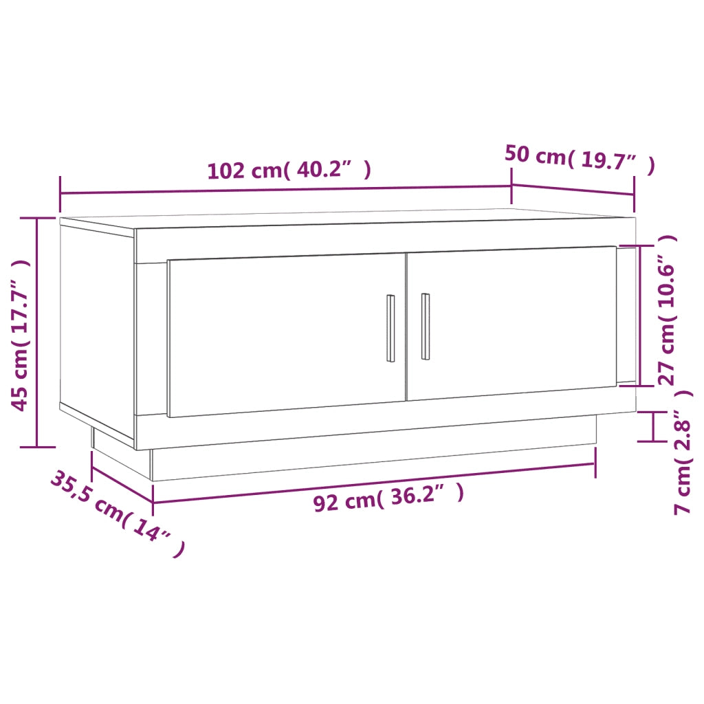 Tavolino Salotto Rovere Marrone 102x50x45 cm Legno Multistrato 817233