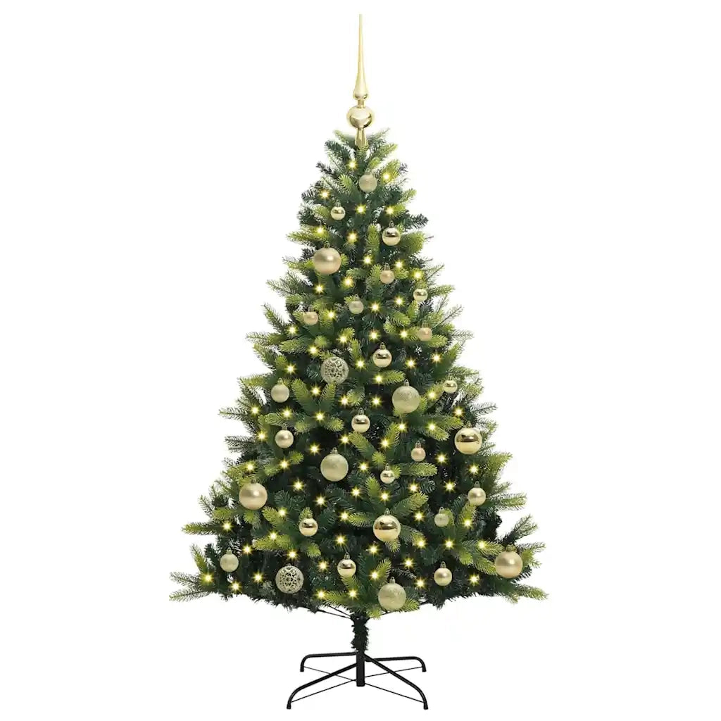 Albero di Natale Artificiale Pieghevole 150 LED Verde 120 cm 3395977