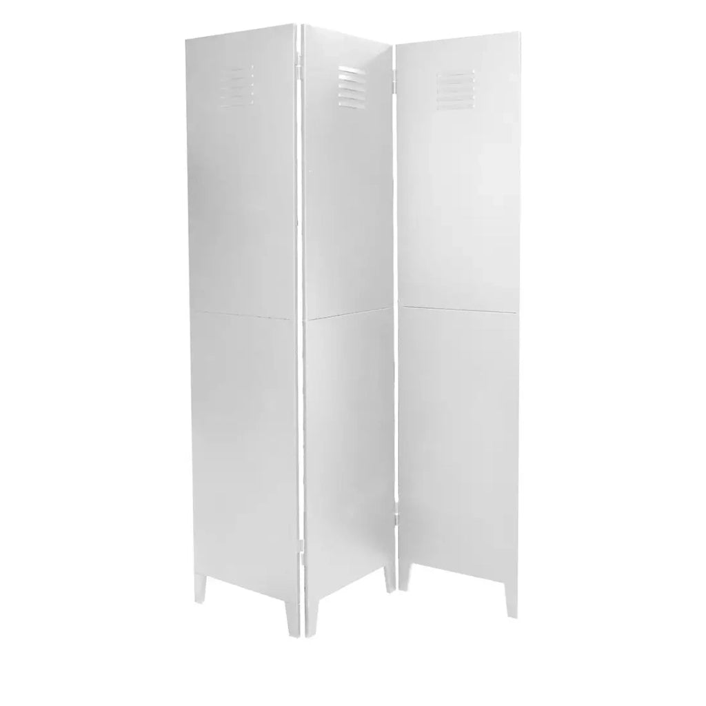 Paravento in metallo a 3 pannelli in stile industriale, colore bianco. Collezione LOFT