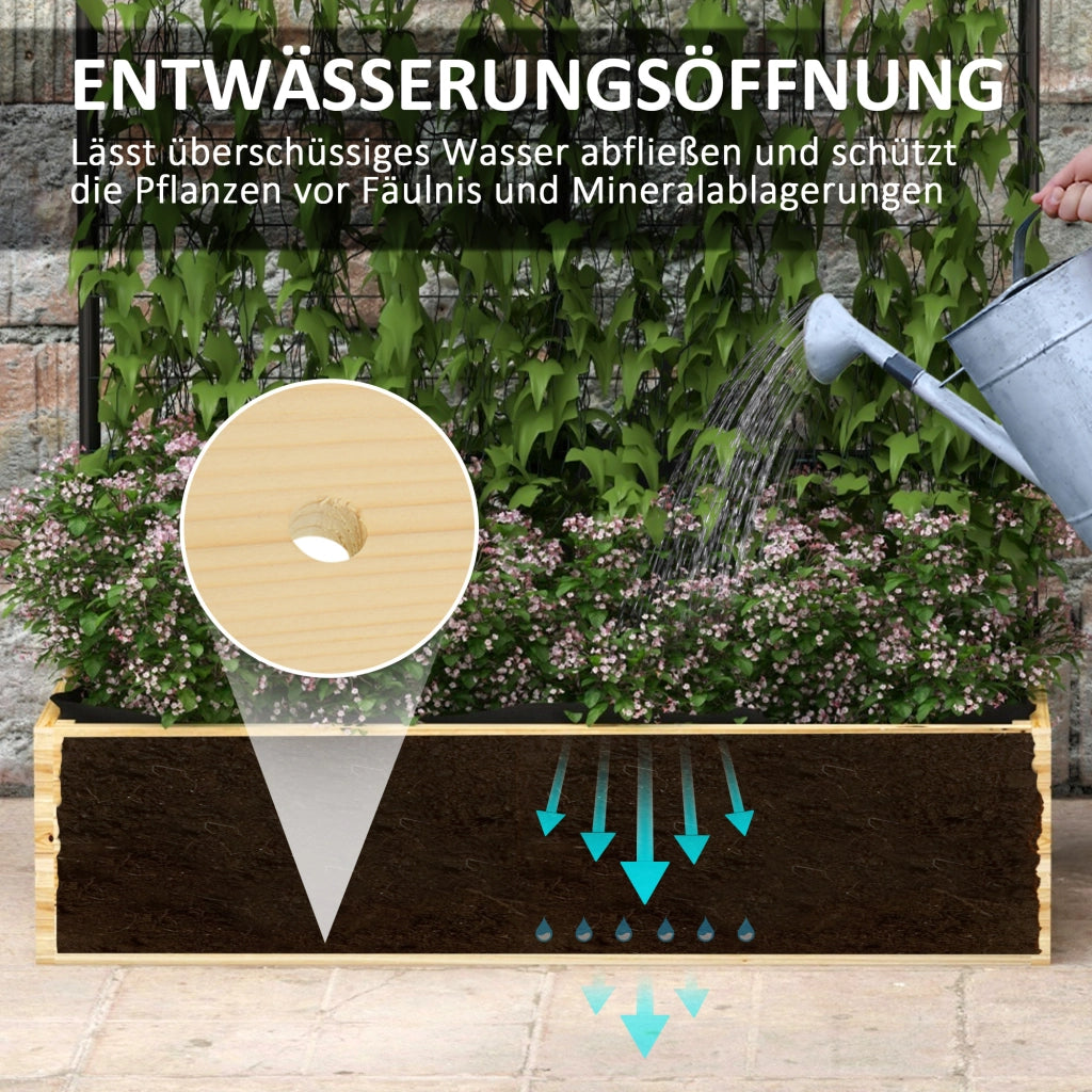 FIORIERA con grigliato 80 x 38 x 145 cm Legno naturale