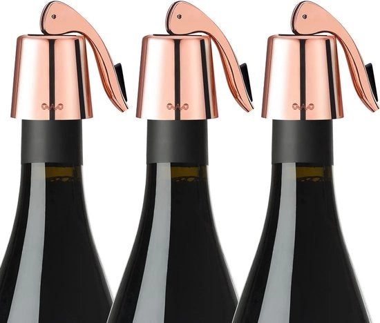 Stopper per bottiglia in acciaio inossidabile Stopper per bottiglie a vuoto Stopper per bottiglie riutilizzabile Regali per gli amanti del vino (rosé dorato)