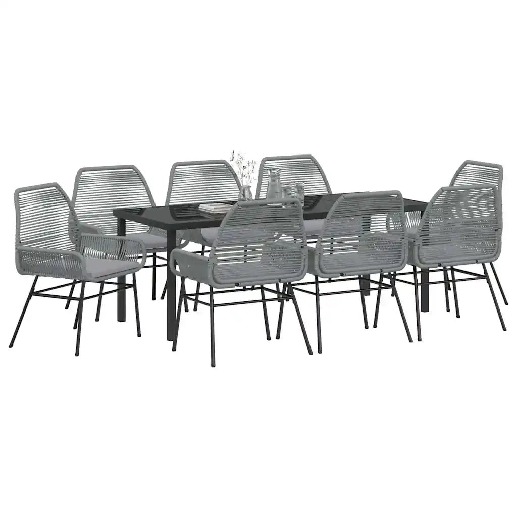 Set da Pranzo per Giardino con cuscino 9 pcs Grigio polyrattan 3380889