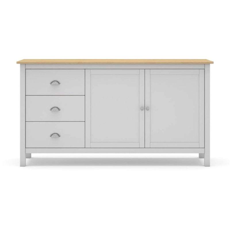 Credenza Misti 2 ante e 3 cassetti in legno massiccio bianco e rovere