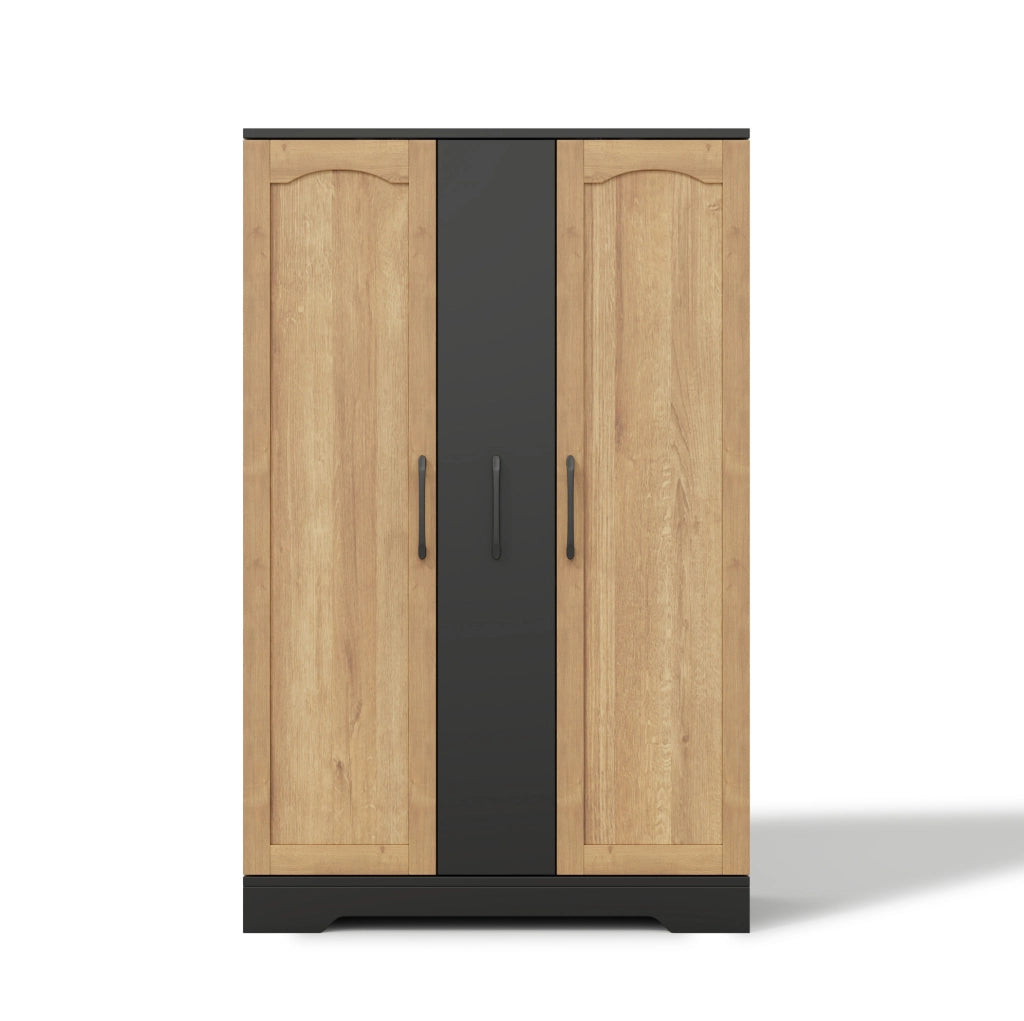 Credenza da cucina con portaspezie e cassetto estraibile a 4 livelli; MDF nero; 120 x 78 x 35 cm