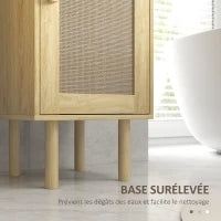 Mobiletto bagno colonna stoccaggio bagno con porte in rattan cassetto 2 armadi 32 x 30 x 170 cm rovere