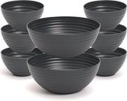 Set di contenitori per insalata 8-delicato, realizzato in plastica BPA-free, 2 x 3,35 + 6 x 0,84 l | antracite nero.