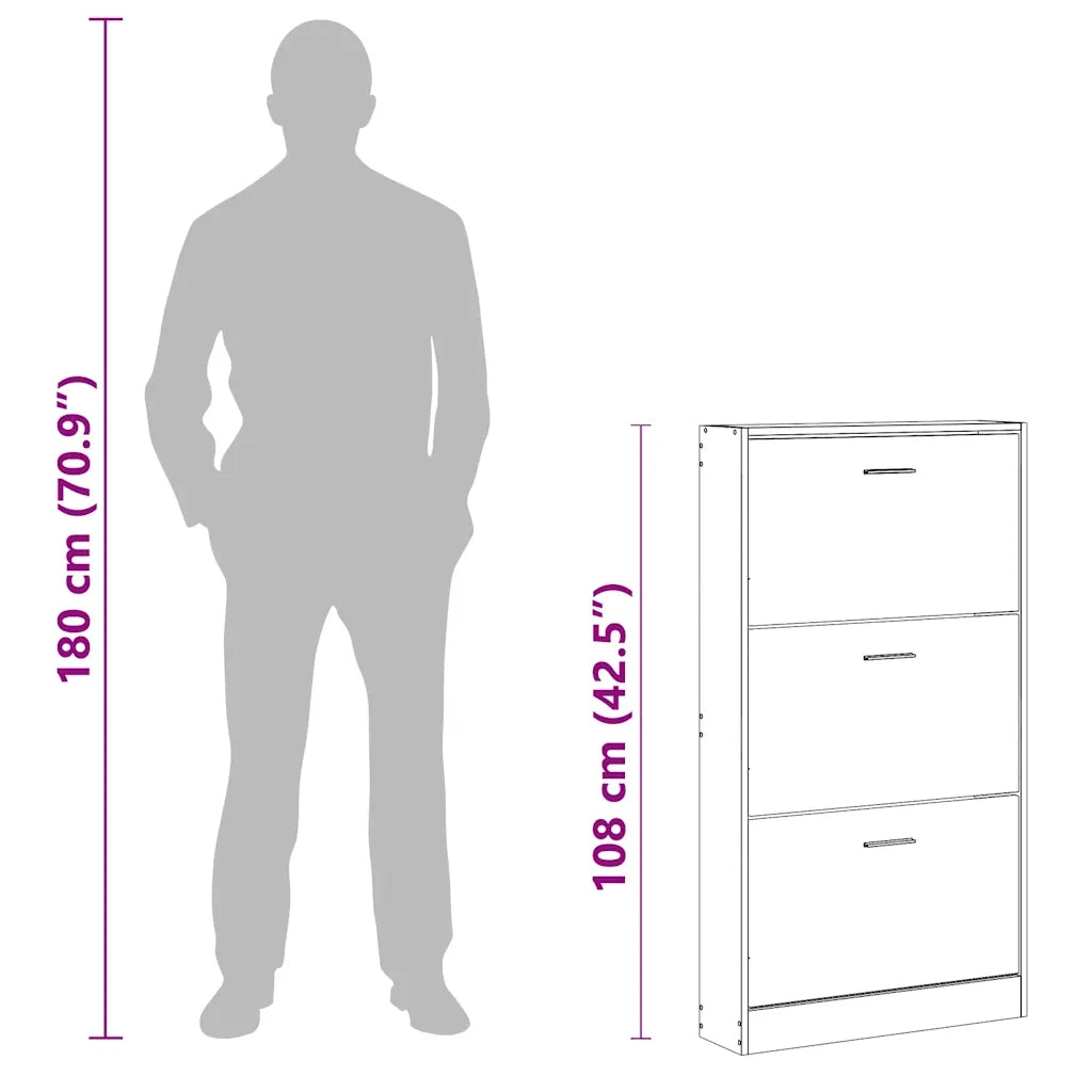 Scarpiera Nera 59x17x108 cm in Legno Multistrato 342528