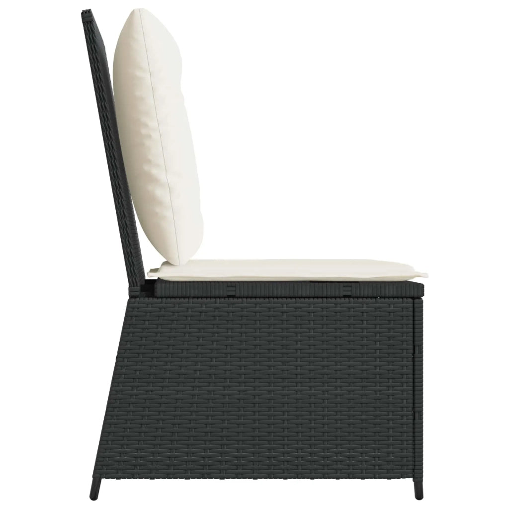 Divano da giardino con cuscino-Sofa da Giardino-Divano da esterno Nero e Bianco Crema polyrattan 440064