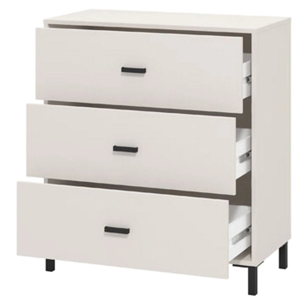 Portio, Cassettiera 3 Cassetti, 80x40x90h cm Bianco