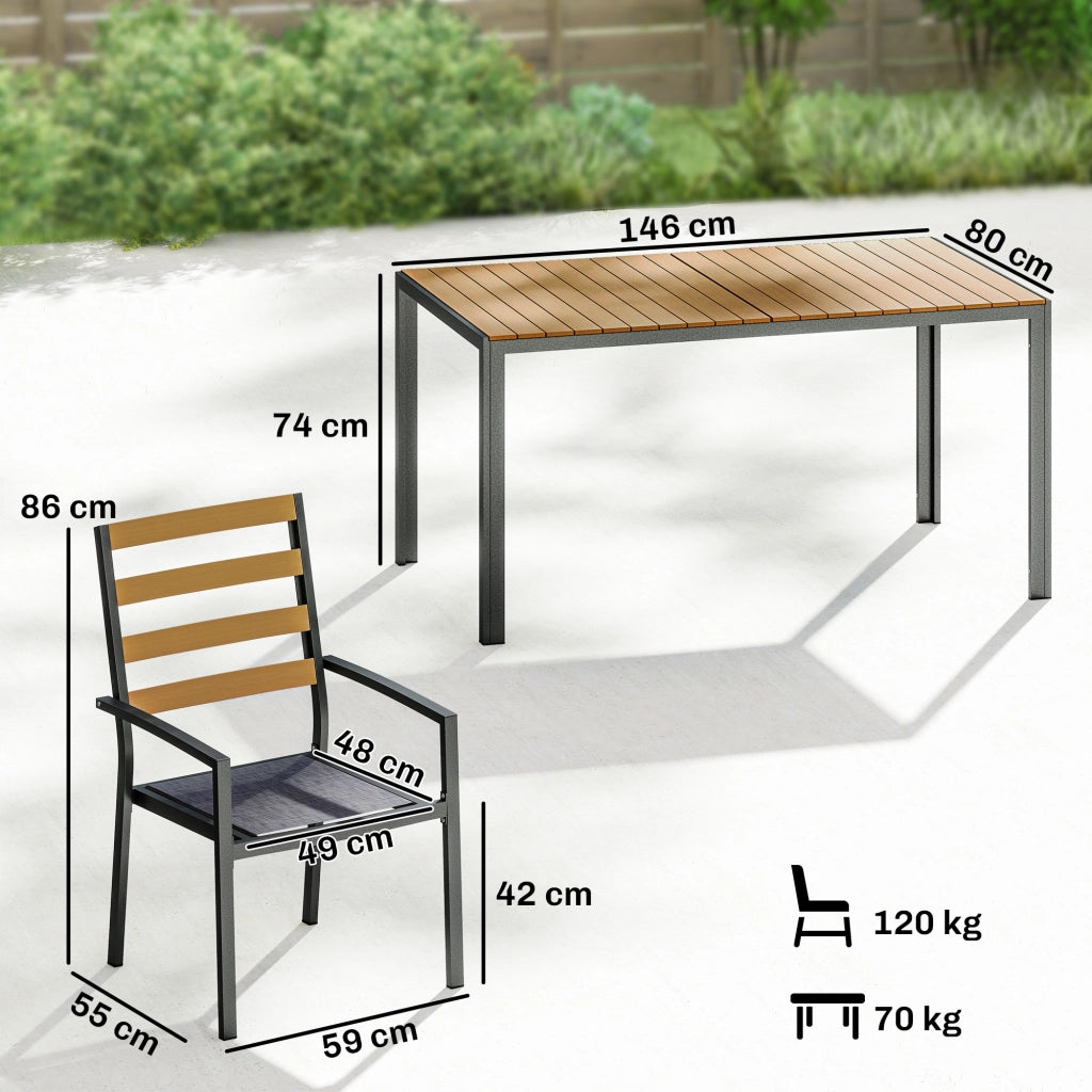 Set Tavolo e Sedie da Giardino ¨C zephmum ¨C 7 Pezzi in Legno con Cuscini