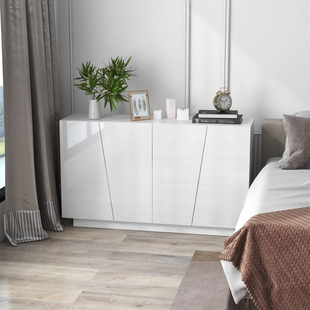 Armadio con ante scorrevoli e ripiano regolabile ¨C zephmum ¨C bianco lucido 150x40x88