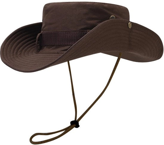 Cappello da sole, protezione respirante Cappello da pesca Cintura larga Cappello da safari Cappello a maglia respirante per campeggio escursioni viaggi - Marrone