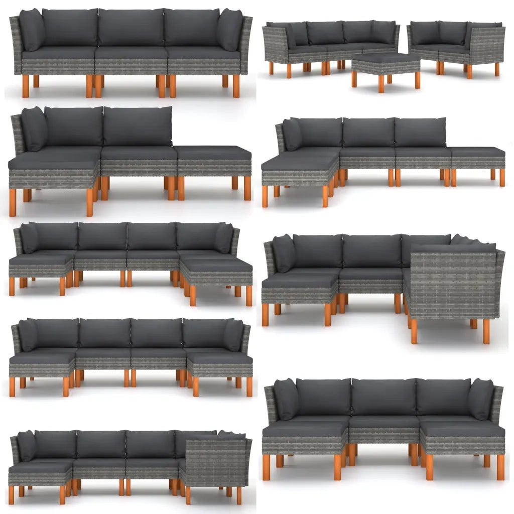 Divano da Giardino-Sofa da giardino in Polyrattan e Massello di Eucalipto