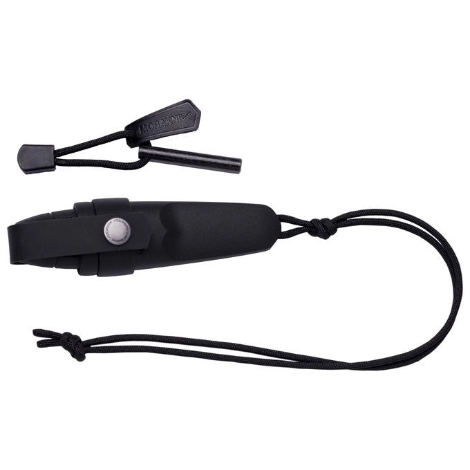 Morakniv 71747 Eldris Coltello a Lama Fissa in Acciaio Inossidabile Sandvik 12C27 con Kit Accendifiamma Paracord Guaina Orientabile colore Nero