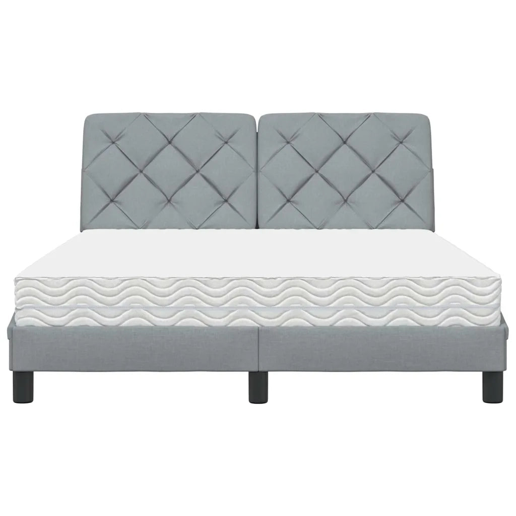 Letto con Materasso Grigio Chiaro 140x190cm Tessuto