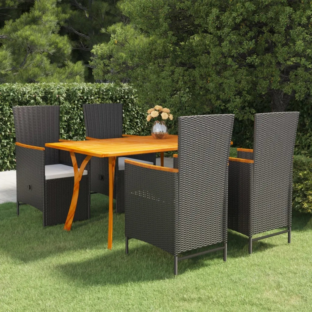 Set Mobili da Pranzo per Giardino 5 pz Nero 3072143