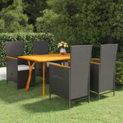 Set Mobili da Pranzo per Giardino 5 pz Nero 3072143