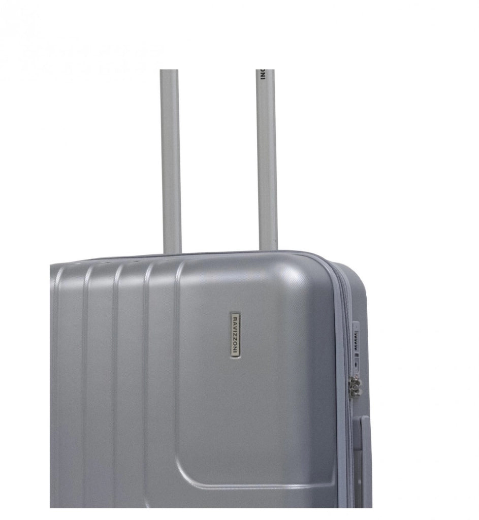 Trolley valigia in ABS rigido espandibile, 4 doppie ruote silver 43x27x67cm Natan