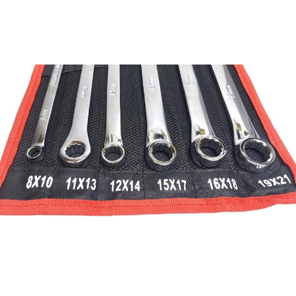 Trade Shop - Set 6 Pz Chiavi Inglesi Extra Lungo Double Chiavi Poligonali Da 8mm-21mm Metrico -