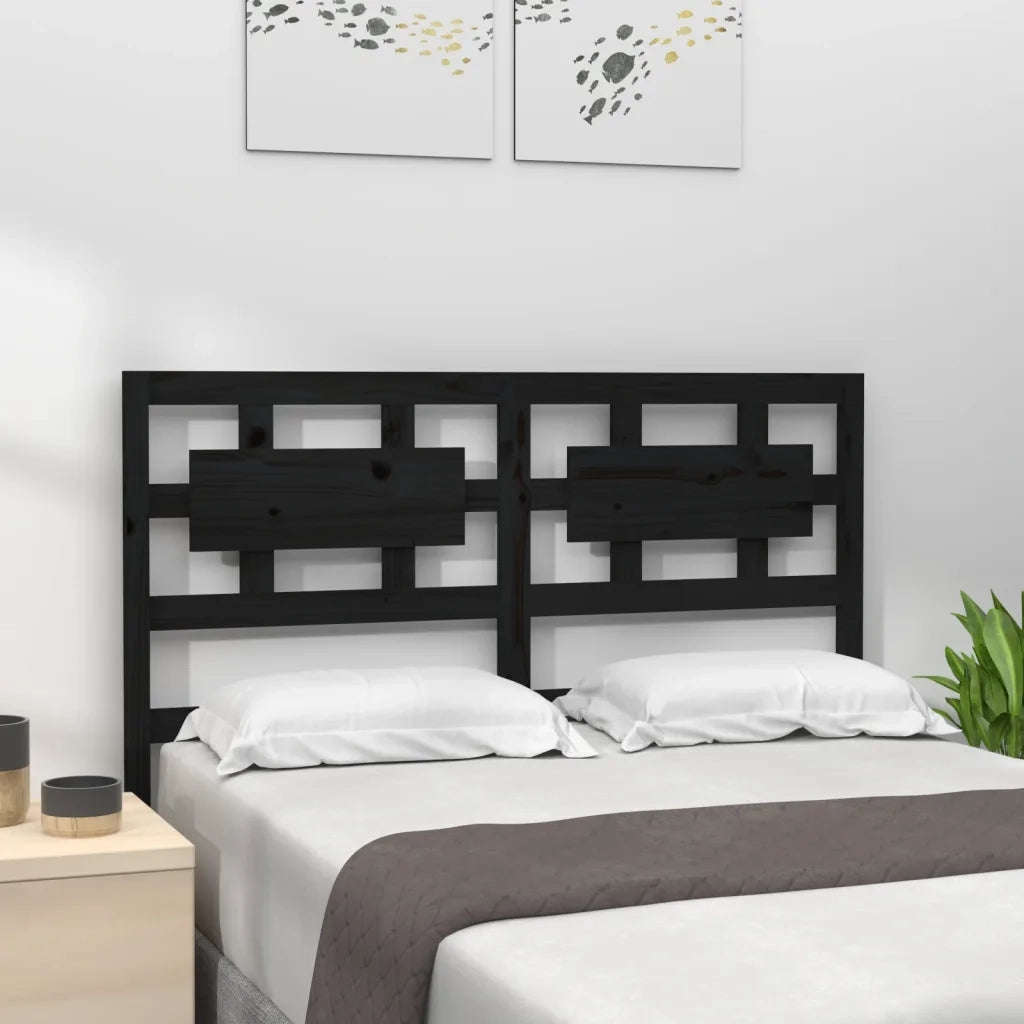 Testiera | Testata per Letto Nera 185,5x4x100cm in Legno Massello di Pino