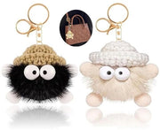 Set di Chiavi a forma di Pompom in Plush da 2 - morbido e soffice - decorazioni personalizzabili - per borse e portafogli - design accattivante - accessorio per chiavi