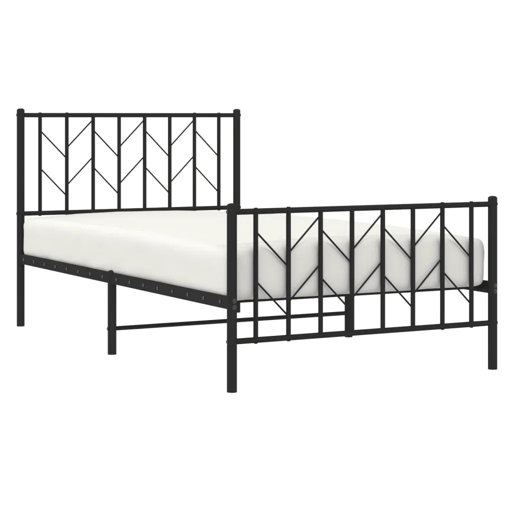 Giroletto con Testiera e Pediera Metallo Nero 100x190 cm 374449