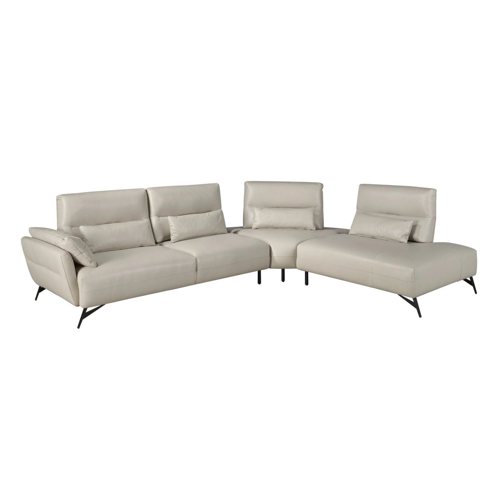 Divano chaise longue destro in pelle sabbia