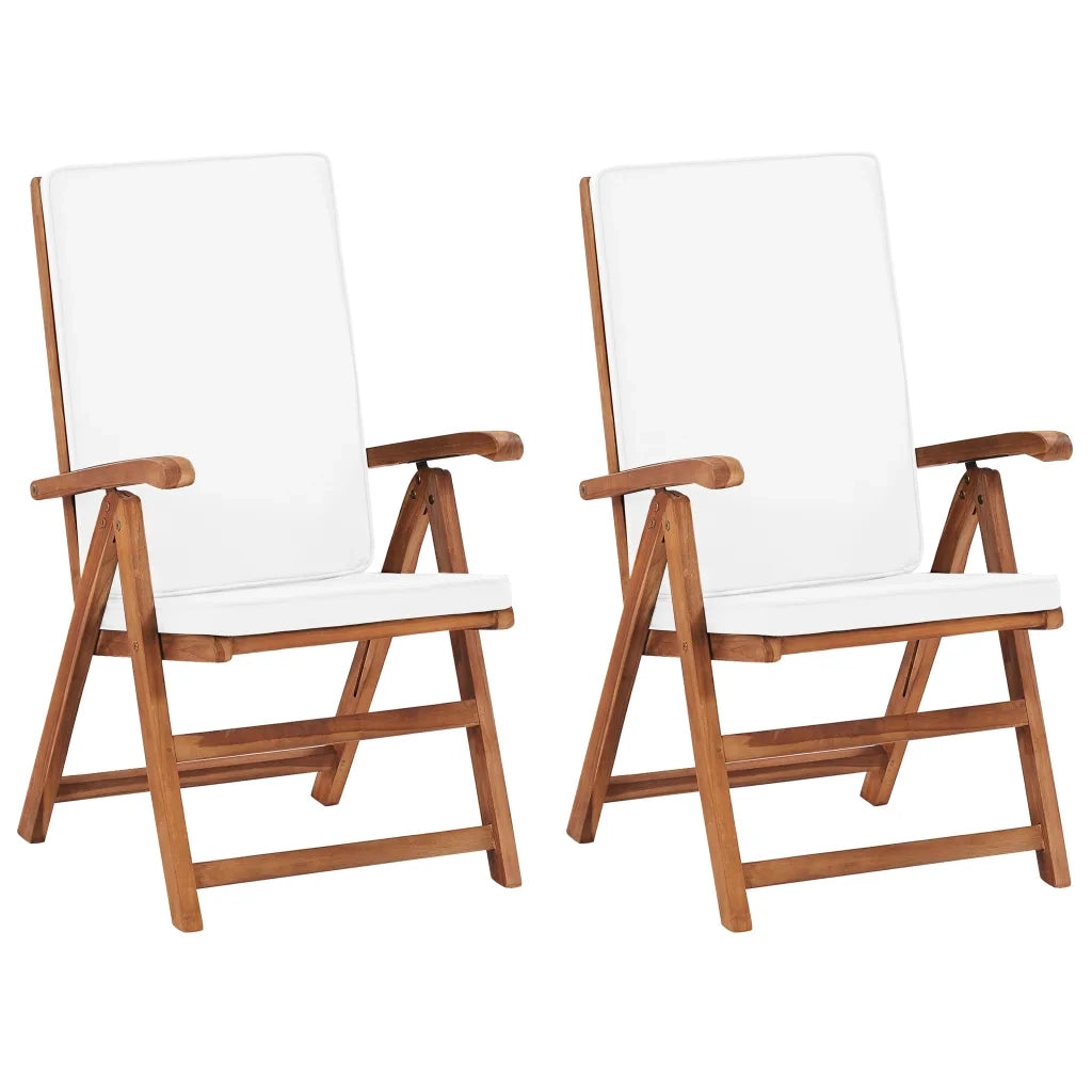 Sedie da Giardino con Cuscini 2 pz Legno Massello di Teak Crema 48983