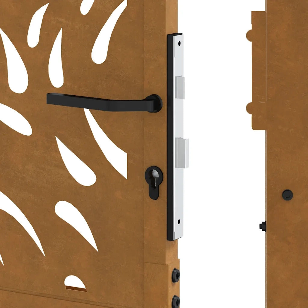 Cancello da Giardino 105x180 cm Acciaio Corten Design a Fiamma