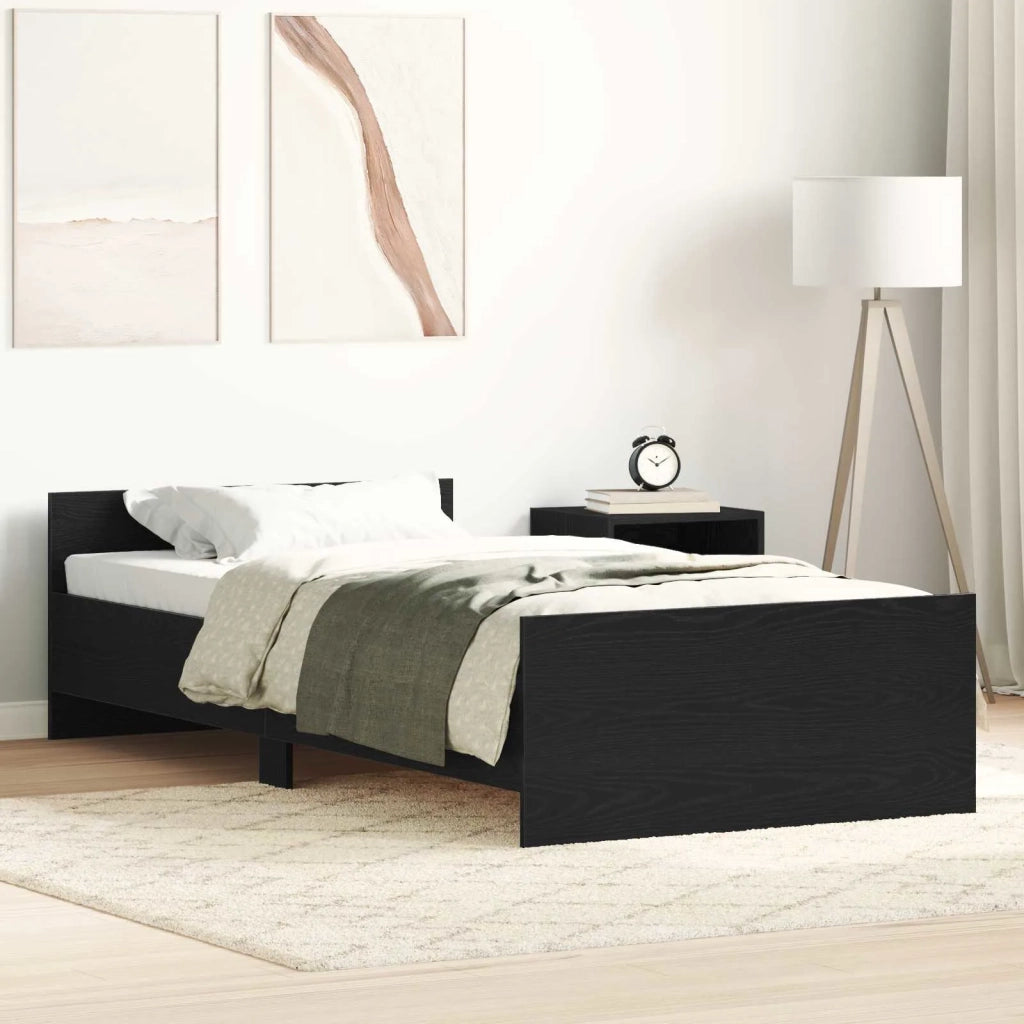Struttura letto con testata Rovere Nero 80 x 200 cm