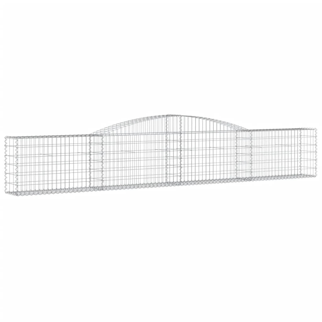 Cestini gabbioni recinzione a gabbia muro di contenimento ad arco 3 pezzi 400 x 30 x 60/80 cm ferro zincato argento 02_0040793