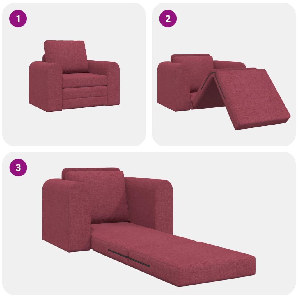 Divano Letto 2-in-1 Rosso Borgogna 98x71x83 cm Tessuto