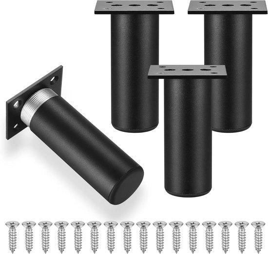Set di 4 gambe per mobili da 10 cm, alluminio, gambe per sedie e tavoli con viti