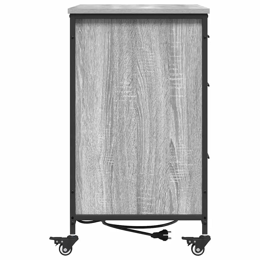 vidaXL Mobile per Ufficio con ruota Grigio sonoma 76 x 41 x 72 cm