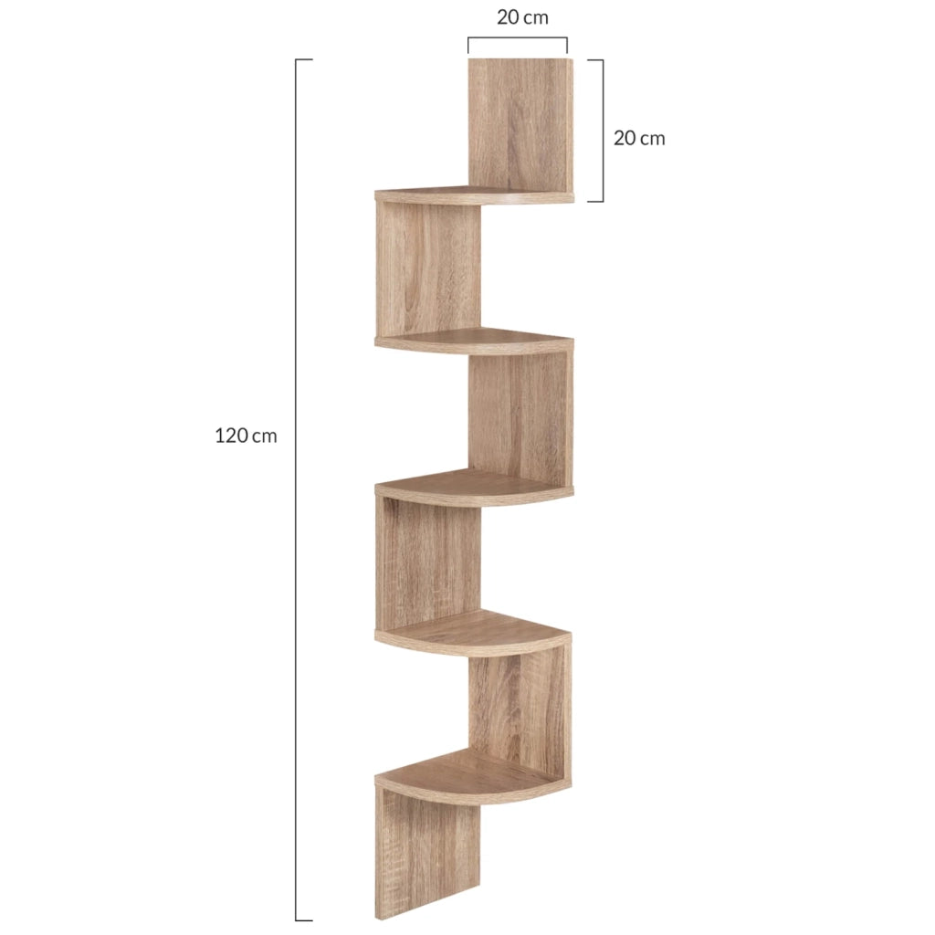 IDMarket - Scaffale a muro angolare a 5 livelli ISA in design faggio