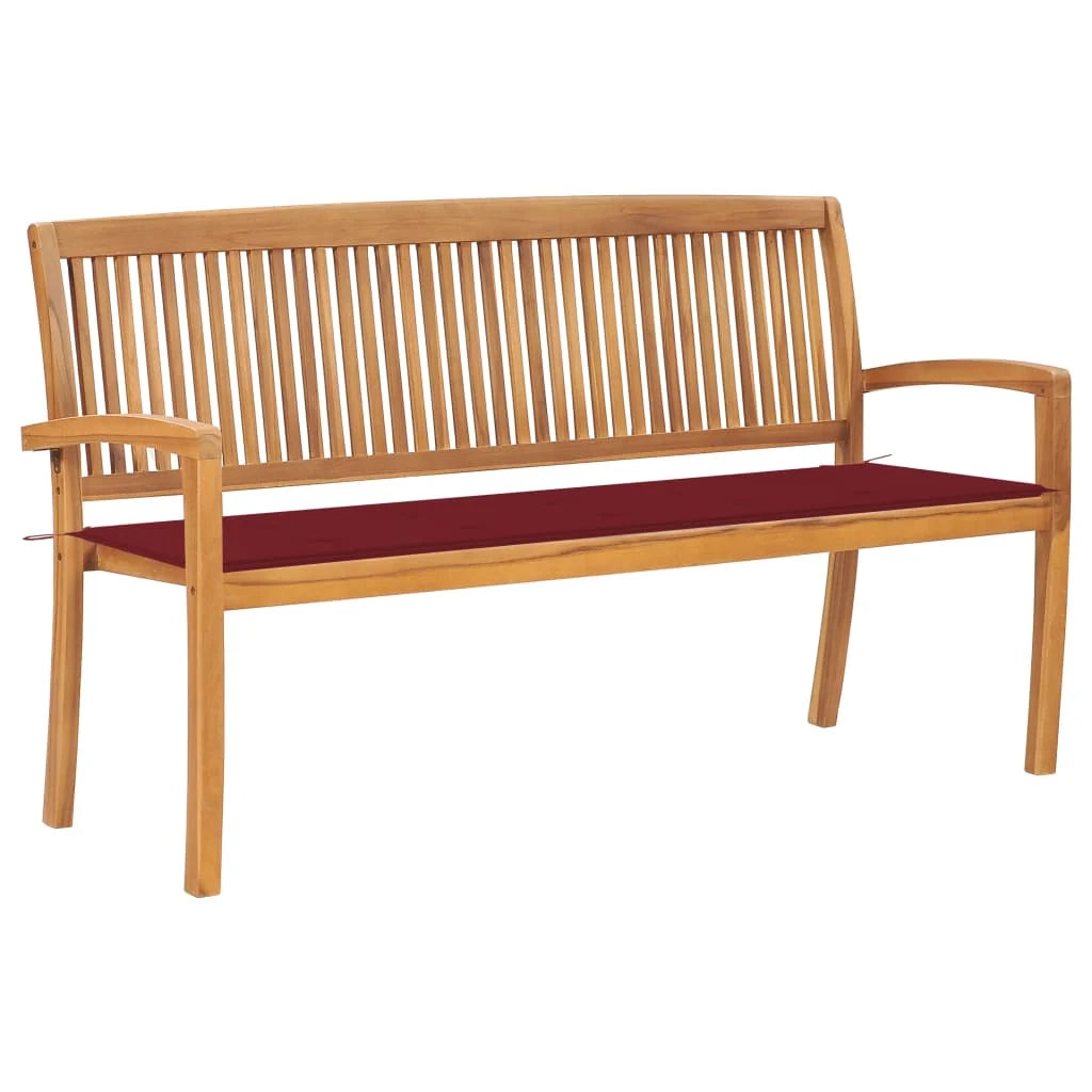 Panca da giardino mobili da esterno per patio panca da terrazza impilabile con cuscino 159 cm legno massello di teak 02_0011693