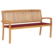 Panca da giardino mobili da esterno per patio panca da terrazza impilabile con cuscino 159 cm legno massello di teak 02_0011693