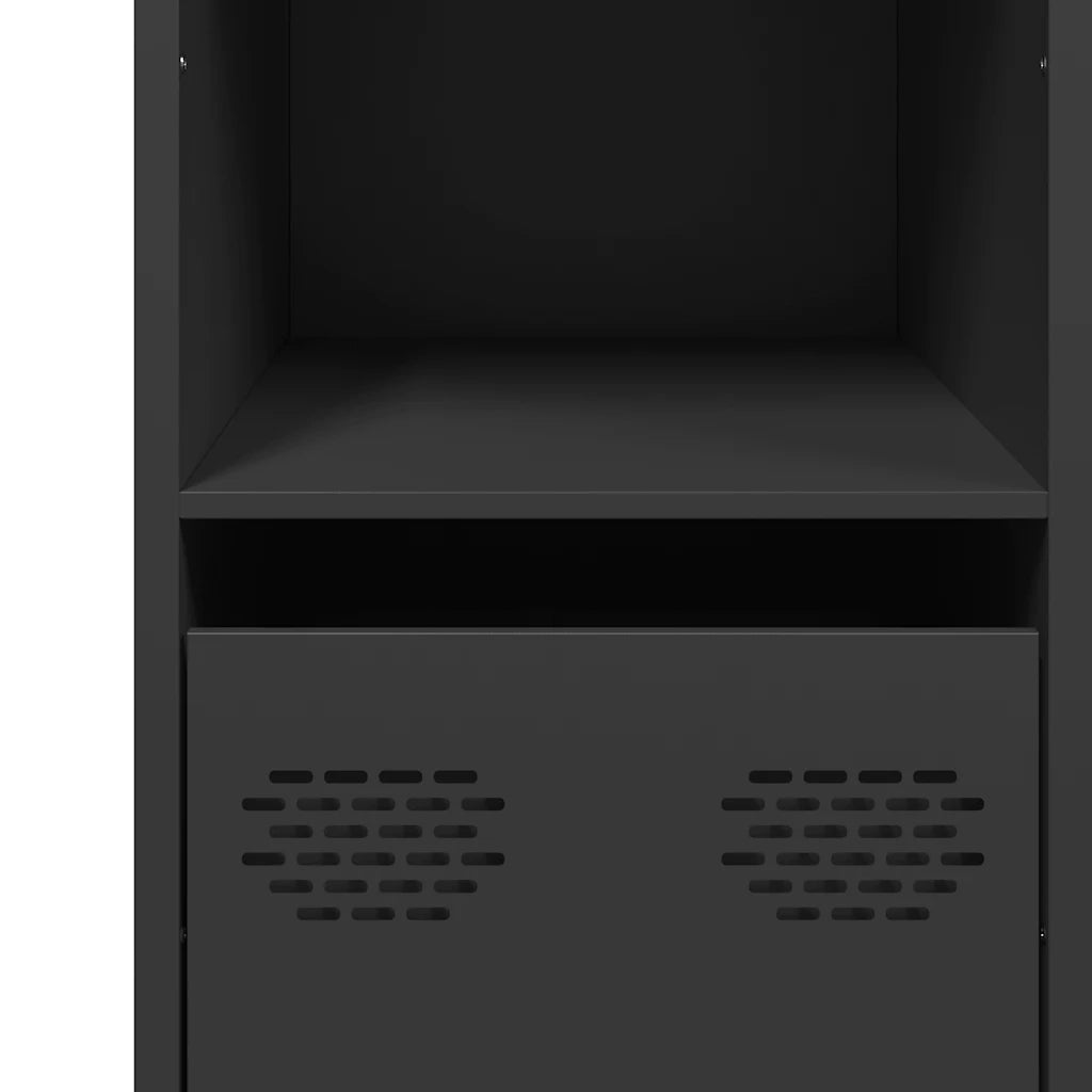 Credenza Nera 101,5x39x73,5 cm in Acciaio Laminato a Freddo