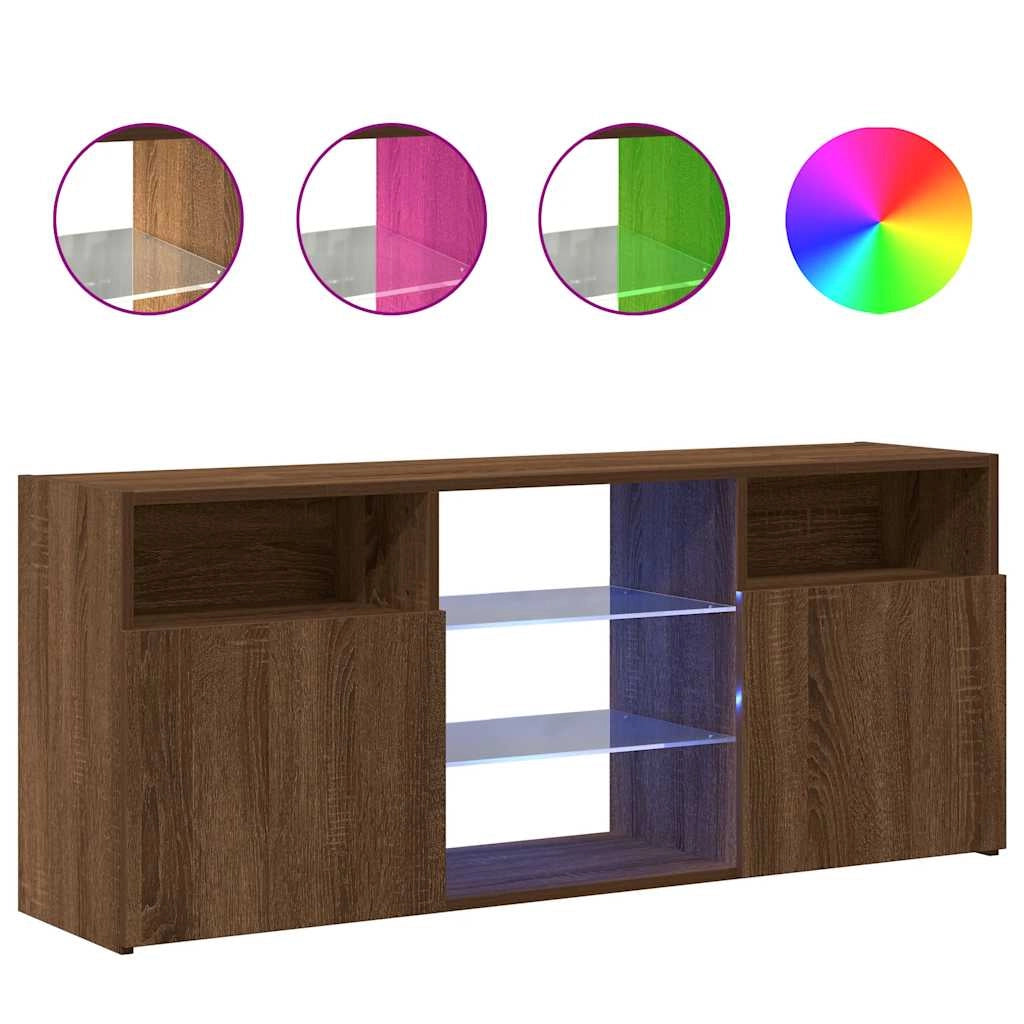 Mobile TV multimediale scaffale TV credenza mobile TV per sala da pranzo soggiorno camera da letto con luci LED rovere 120 x 30 x 50 cm marrone 02_0026666