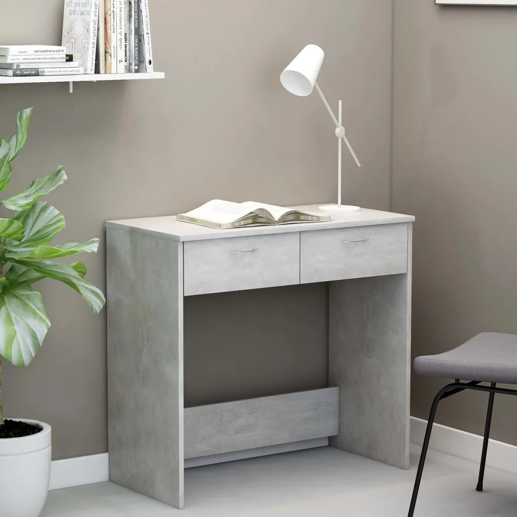 Scrivania | Tavolo da Ufficio Grigio Cemento 80x40x75 cm in Legno Multistrato
