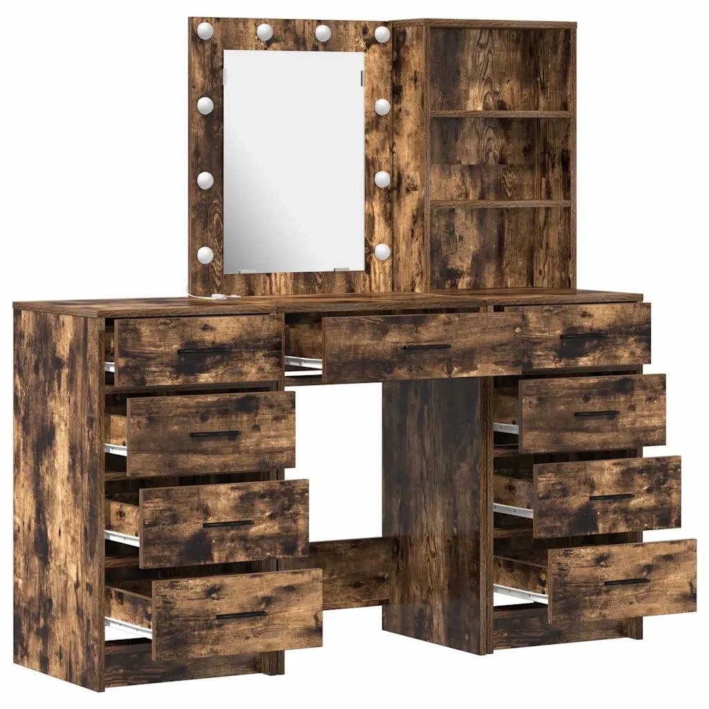 Tavolo da Trucco con cassetto 3 pcs Marrone Legno multistrato 3334222