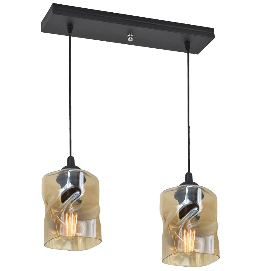 Candellux sospensione FELIS 2 luci E27 vetro ambra nera
