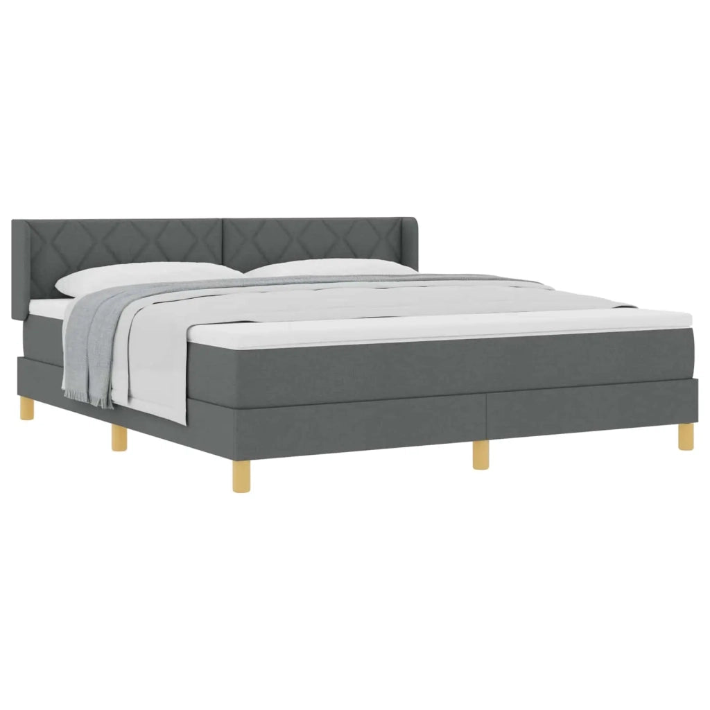 Letto a molle con testiera Grigio scuro 200 x 180 cm Tessuto 3341371
