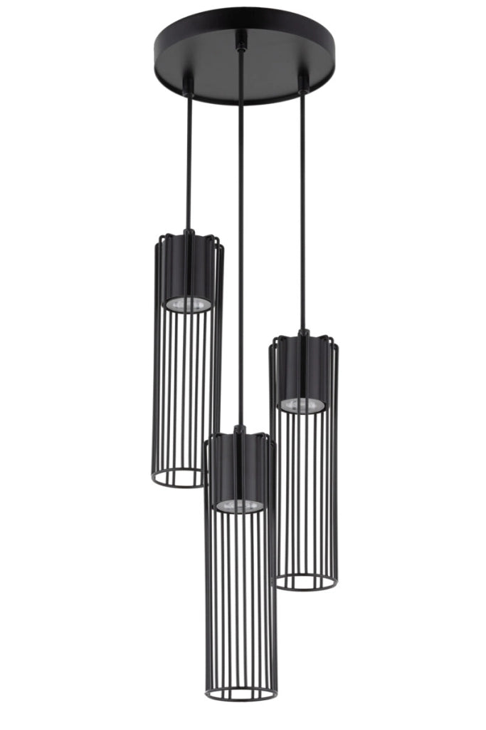 Lampada a sospensione industriale Fobia nera tripla 3xGU10 Sigma